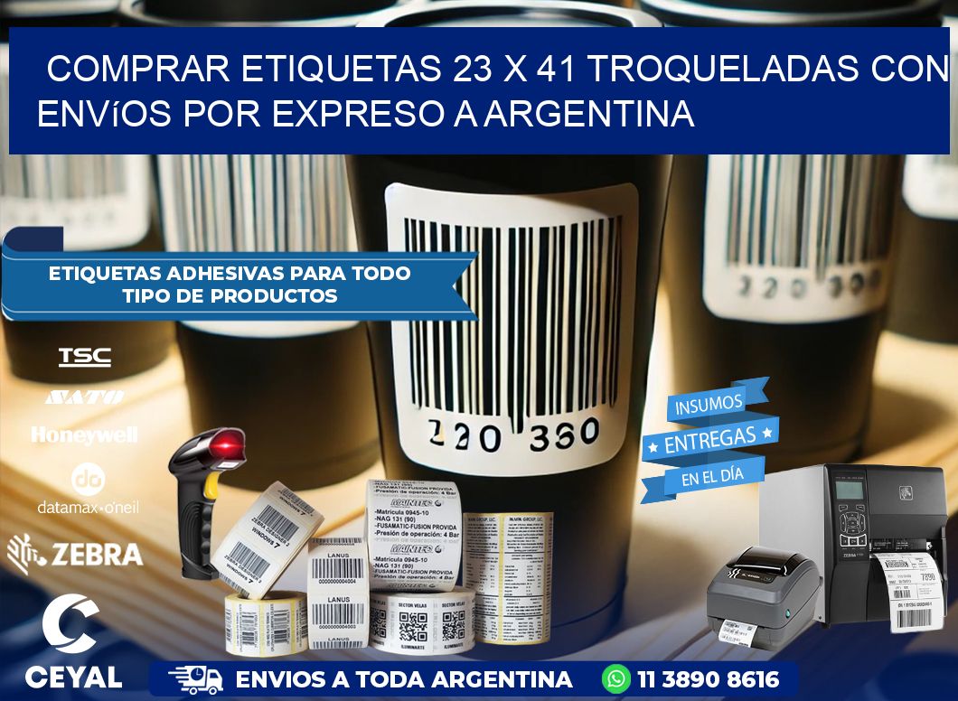 Comprar etiquetas 23 x 41 troqueladas con envíos por expreso a Argentina