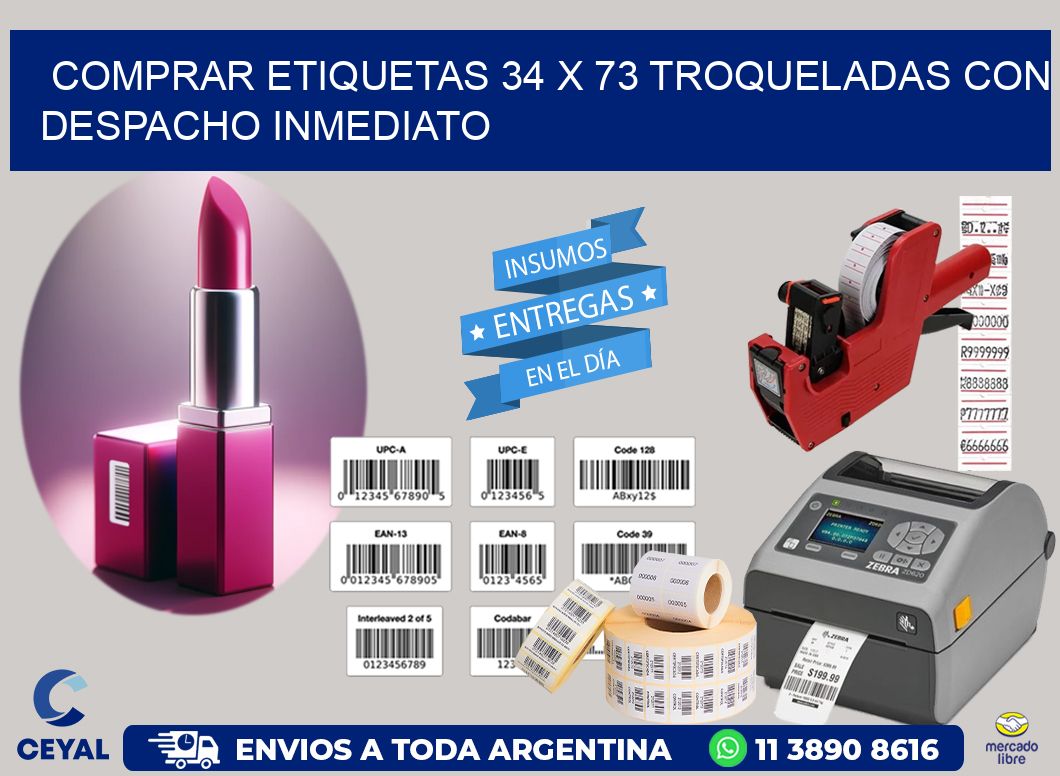 Comprar etiquetas 34 x 73 troqueladas con despacho inmediato