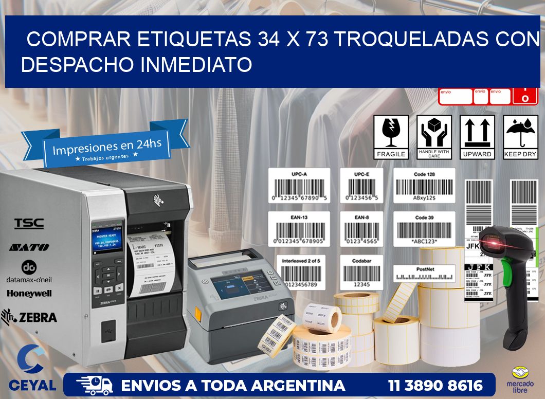Comprar etiquetas 34 x 73 troqueladas con despacho inmediato