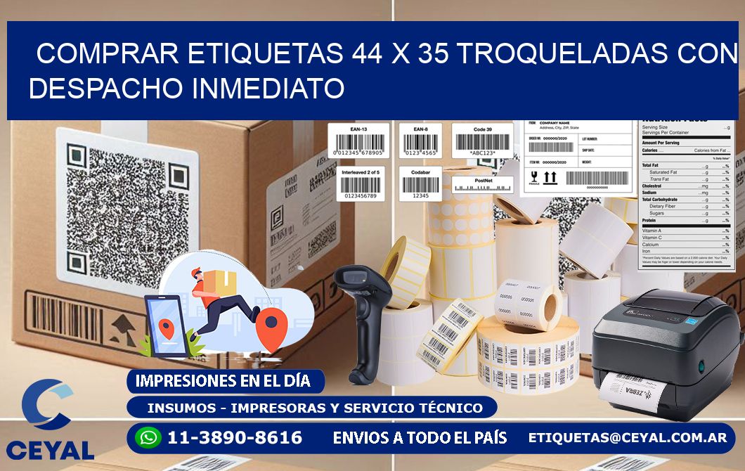 Comprar etiquetas 44 x 35 troqueladas con despacho inmediato