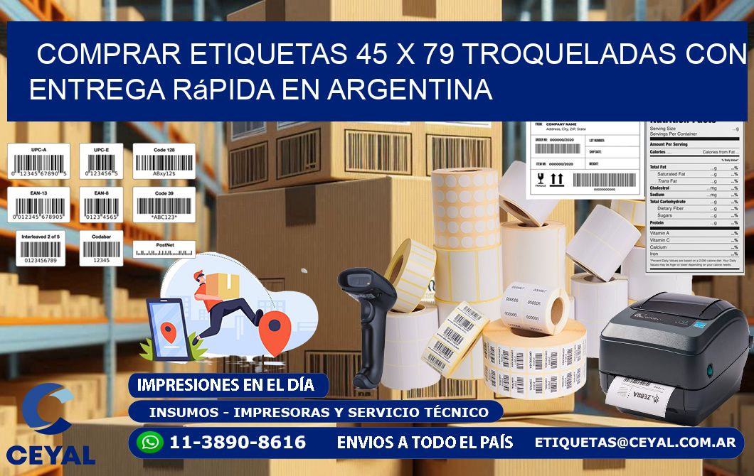 Comprar etiquetas 45 x 79 troqueladas con entrega rápida en Argentina