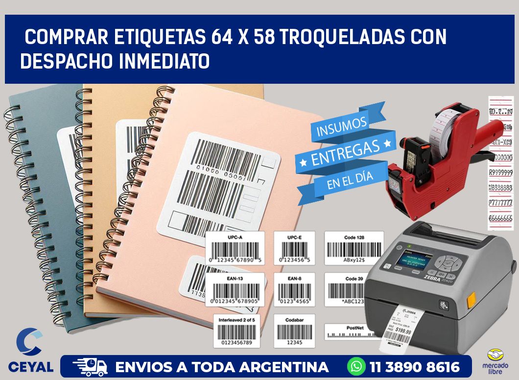 Comprar etiquetas 64 x 58 troqueladas con despacho inmediato