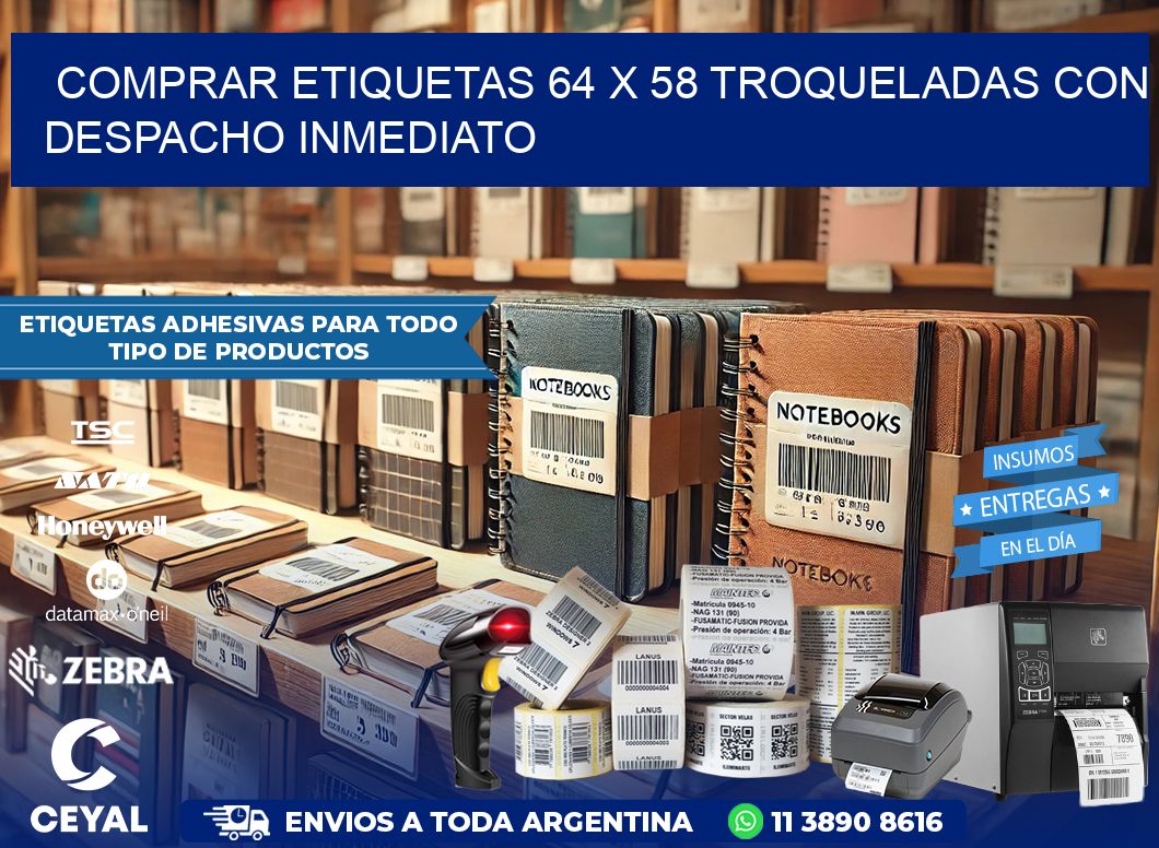 Comprar etiquetas 64 x 58 troqueladas con despacho inmediato