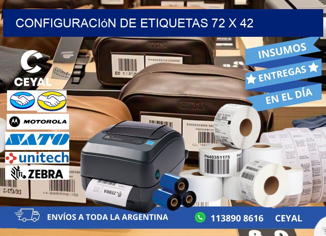 Configuración de etiquetas 72 x 42