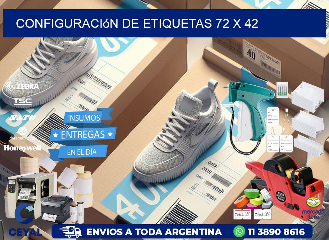 Configuración de etiquetas 72 x 42