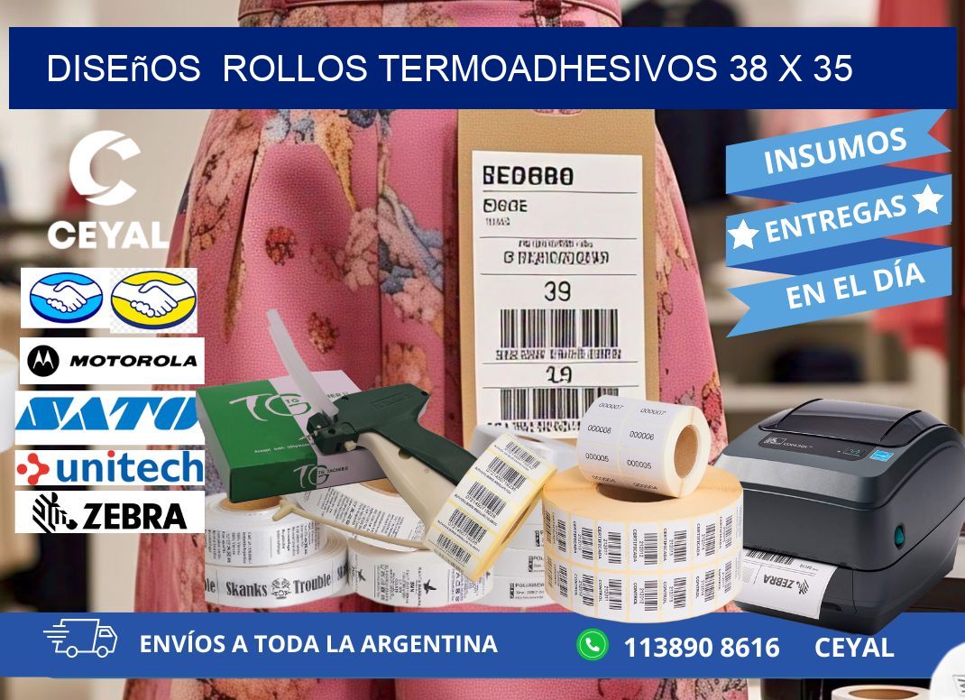 Diseños  ROLLOS TERMOADHESIVOS 38 x 35