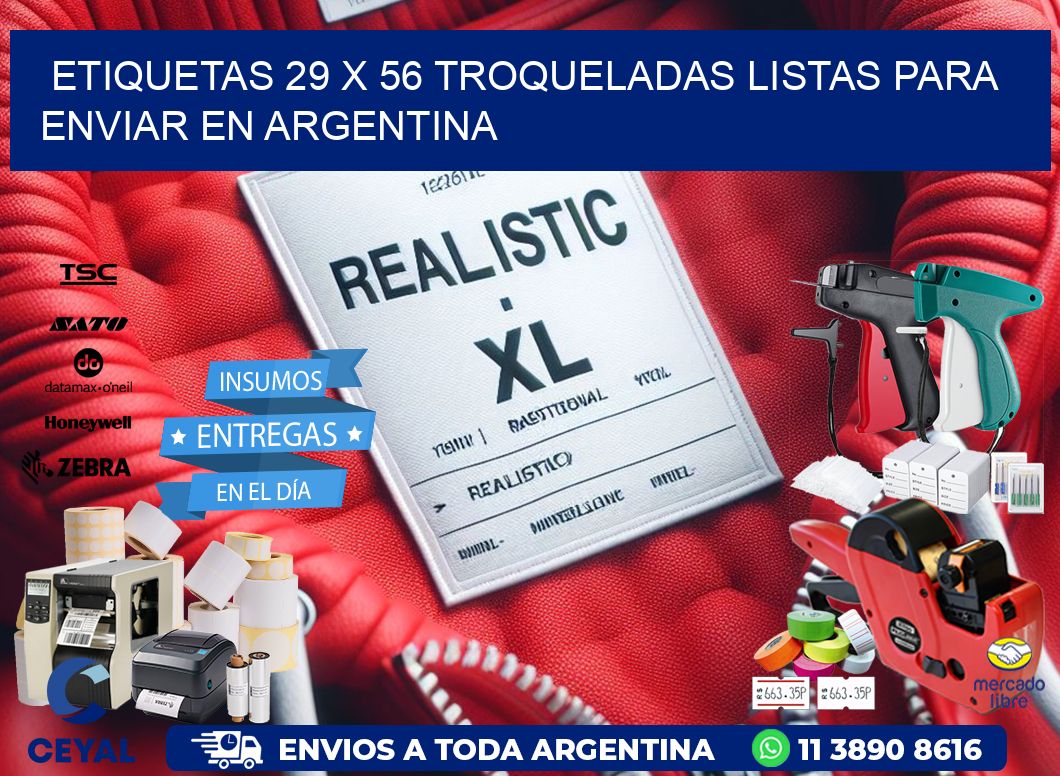 Etiquetas 29 x 56 troqueladas listas para enviar en Argentina