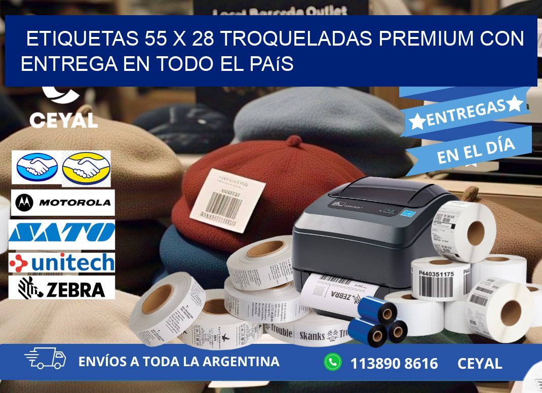 Etiquetas 55 x 28 troqueladas premium con entrega en todo el país