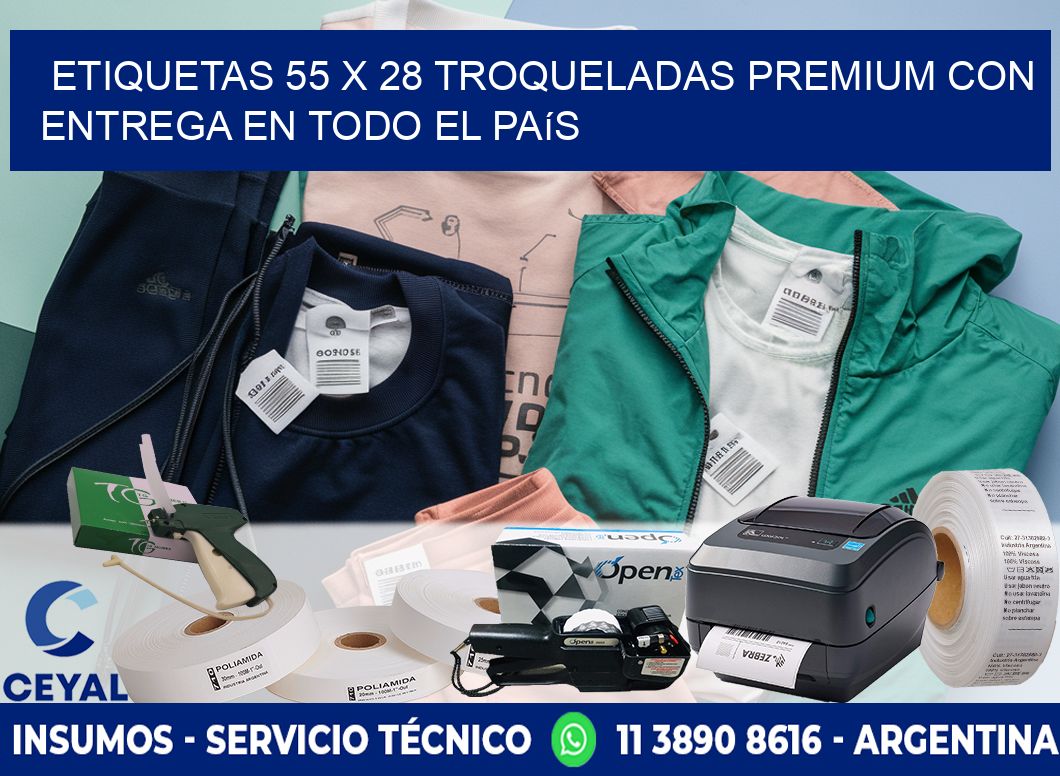 Etiquetas 55 x 28 troqueladas premium con entrega en todo el país
