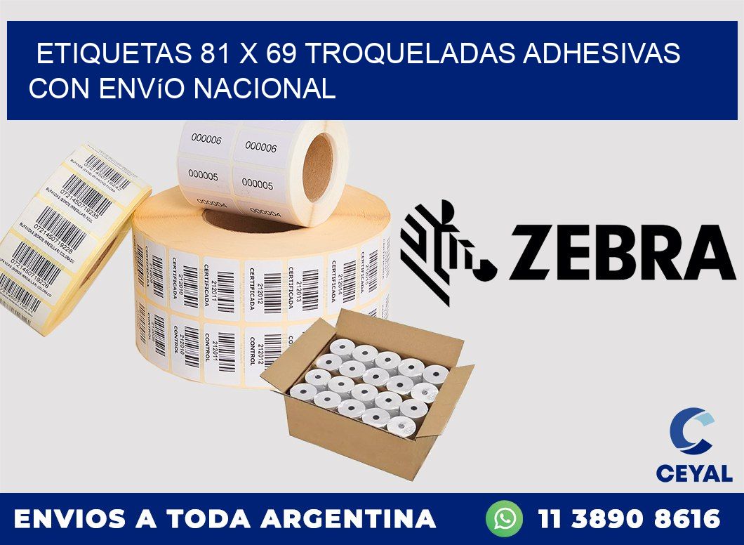 Etiquetas 81 x 69 troqueladas adhesivas con envío nacional