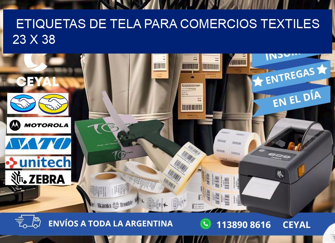 Etiquetas de tela para comercios textiles  23 x 38