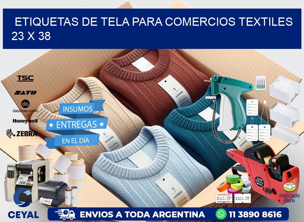 Etiquetas de tela para comercios textiles  23 x 38