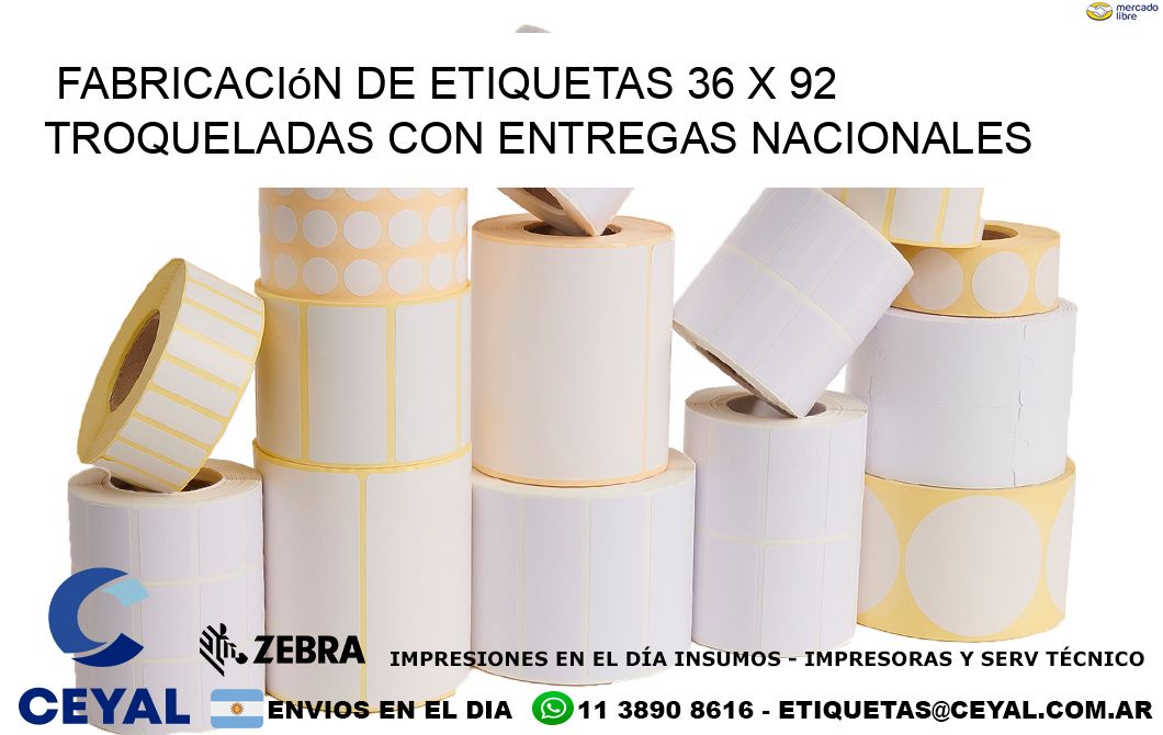 Fabricación de etiquetas 36 x 92 troqueladas con entregas nacionales