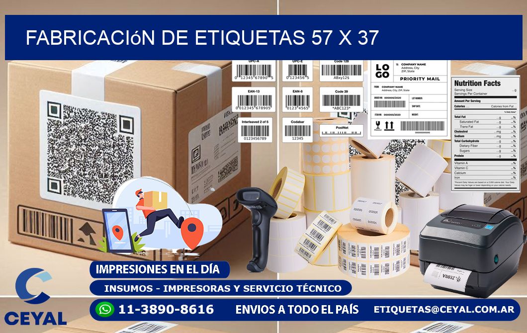 Fabricación de etiquetas 57 x 37