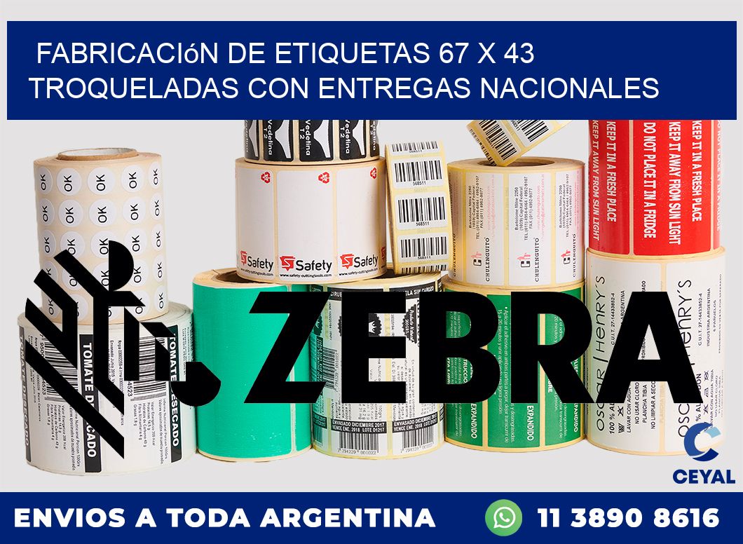 Fabricación de etiquetas 67 x 43 troqueladas con entregas nacionales