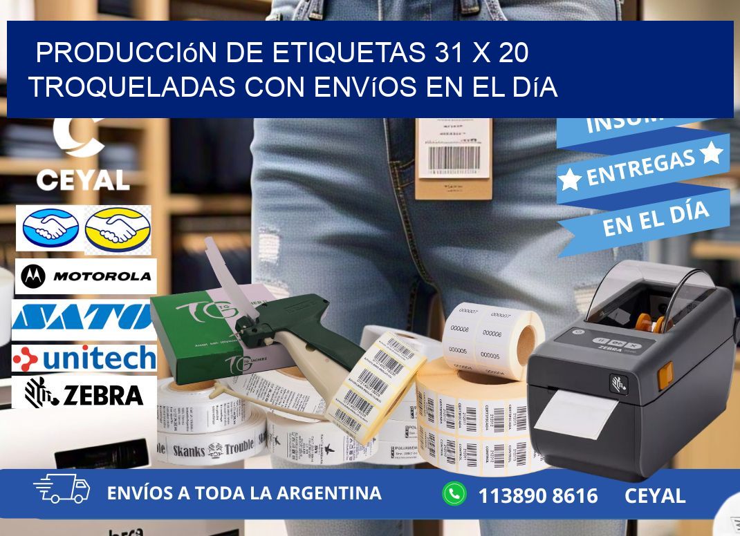 Producción de etiquetas 31 x 20 troqueladas con envíos en el día