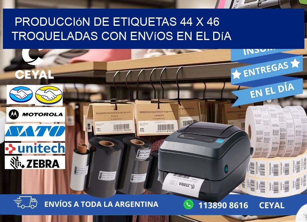Producción de etiquetas 44 x 46 troqueladas con envíos en el día