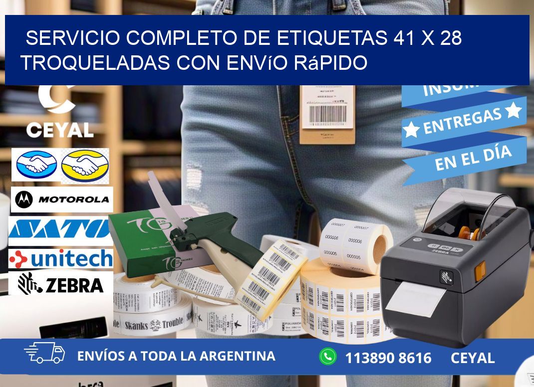 Servicio completo de etiquetas 41 x 28 troqueladas con envío rápido