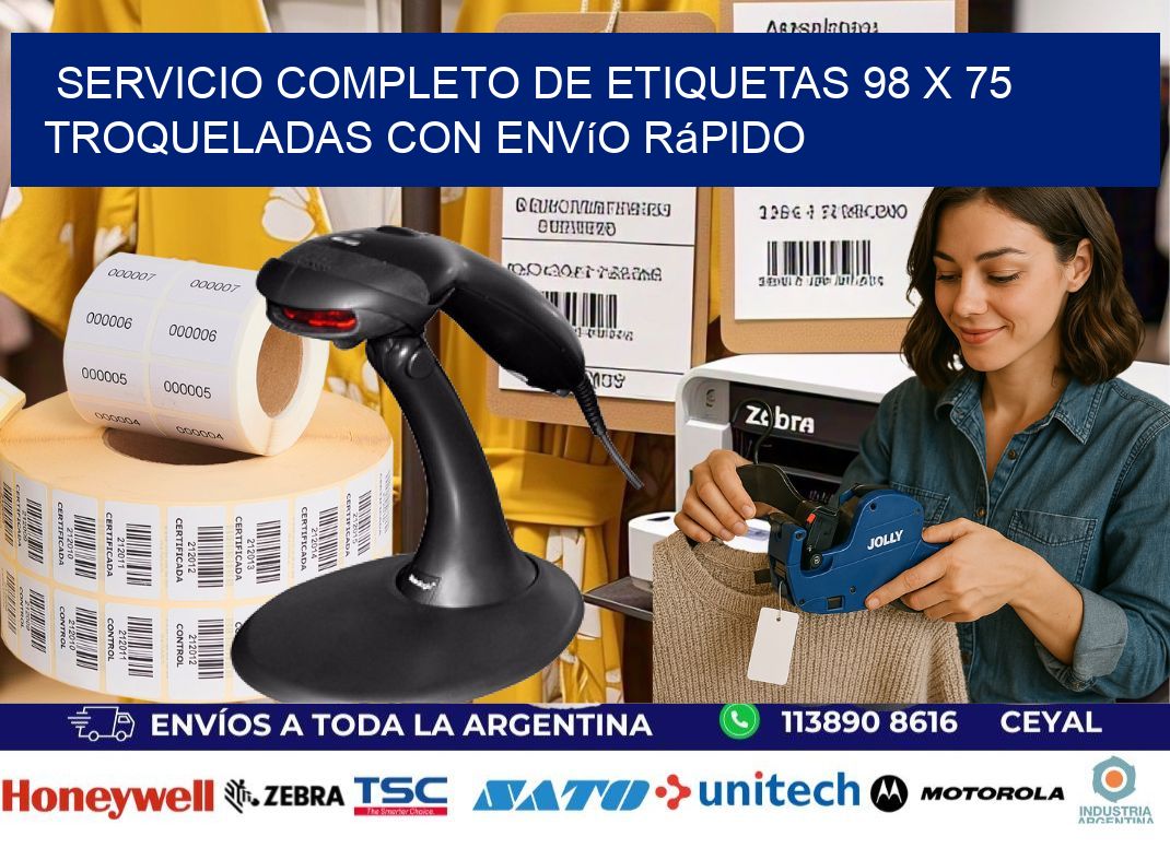 Servicio completo de etiquetas 98 x 75 troqueladas con envío rápido