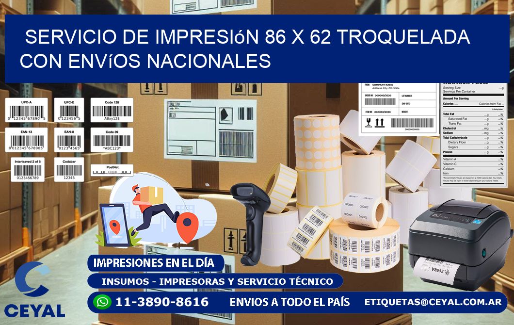 Servicio de impresión 86 x 62 troquelada con envíos nacionales