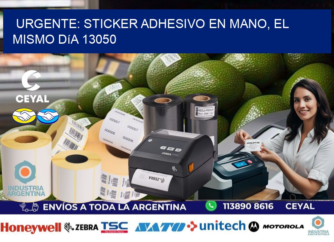Urgente: Sticker adhesivo en Mano, el Mismo Día 13050
