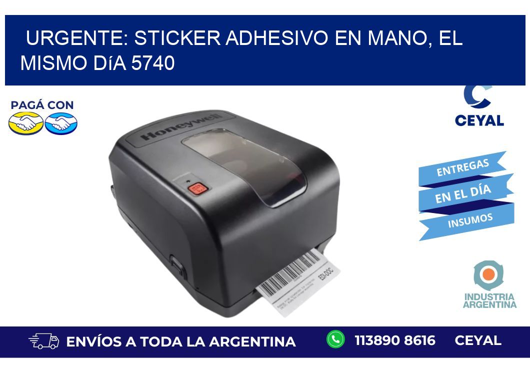Urgente: Sticker adhesivo en Mano, el Mismo Día 5740