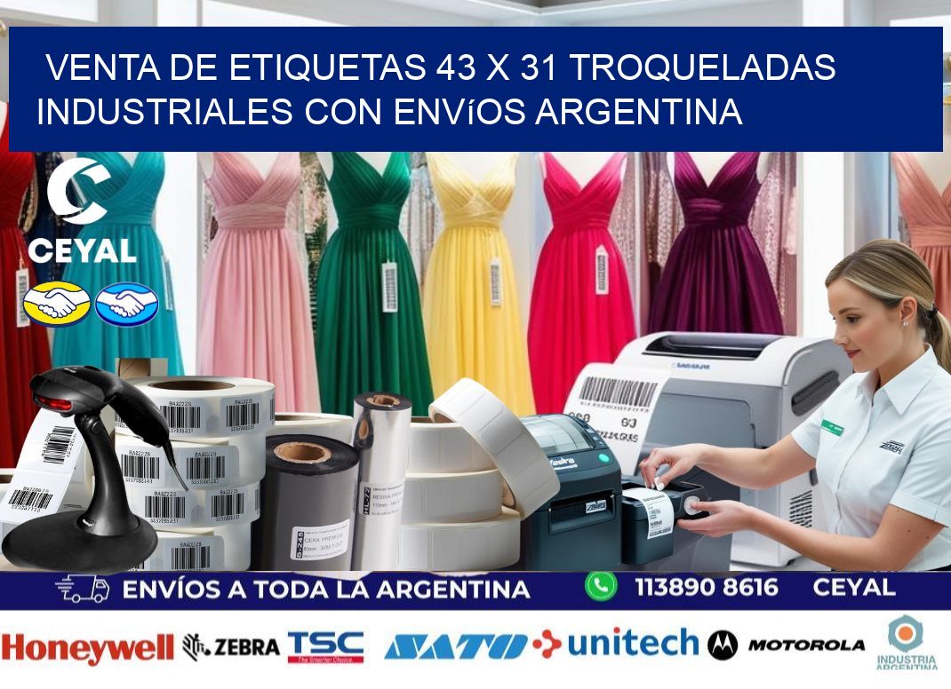 Venta de etiquetas 43 x 31 troqueladas industriales con envíos Argentina