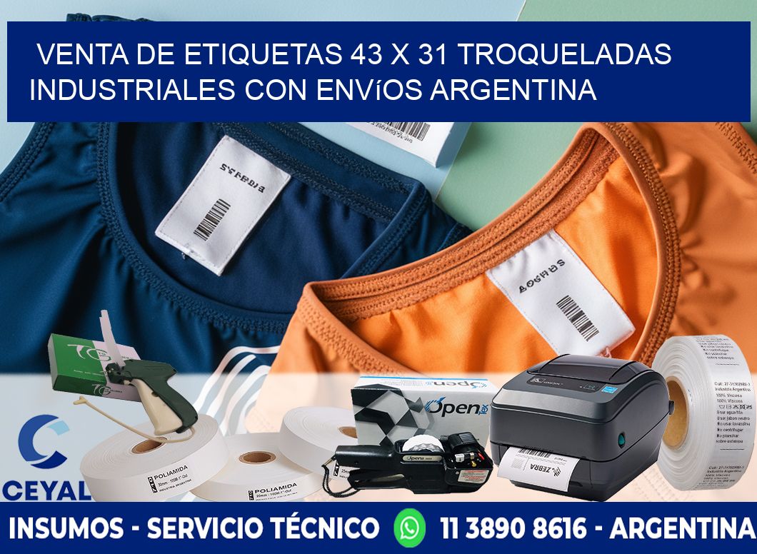 Venta de etiquetas 43 x 31 troqueladas industriales con envíos Argentina
