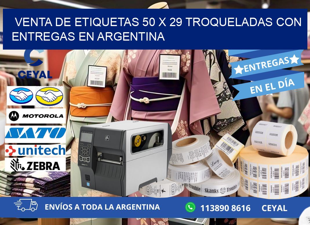 Venta de etiquetas 50 x 29 troqueladas con entregas en Argentina
