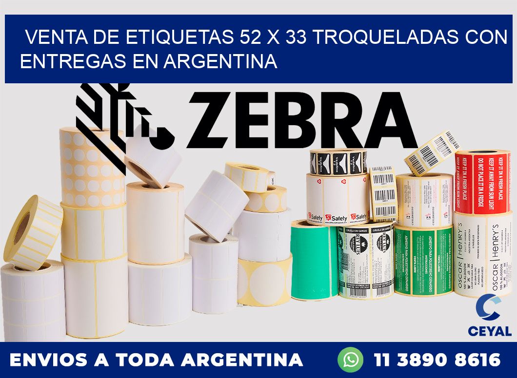 Venta de etiquetas 52 x 33 troqueladas con entregas en Argentina