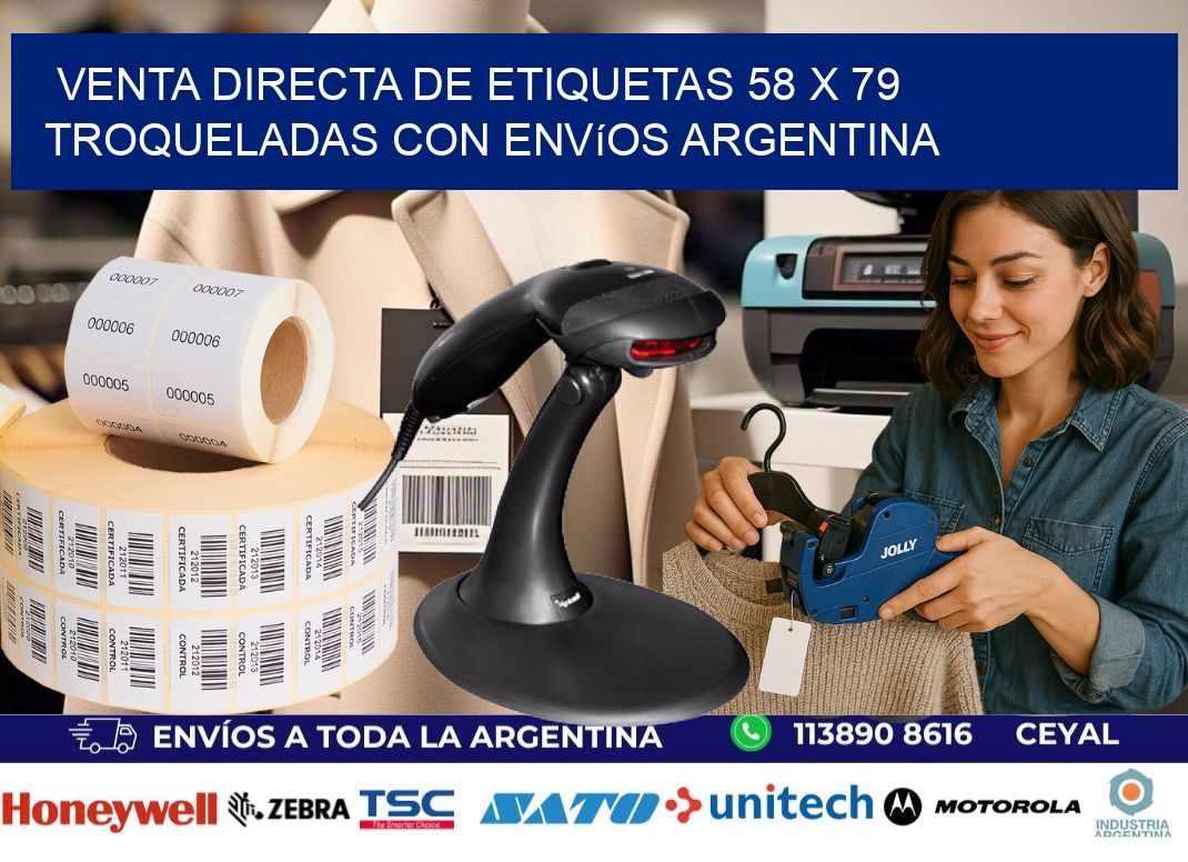 Venta directa de etiquetas 58 x 79 troqueladas con envíos Argentina