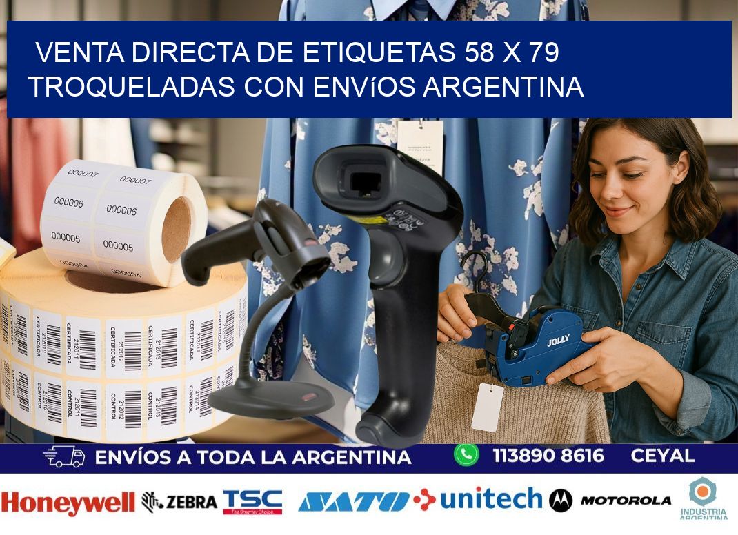 Venta directa de etiquetas 58 x 79 troqueladas con envíos Argentina