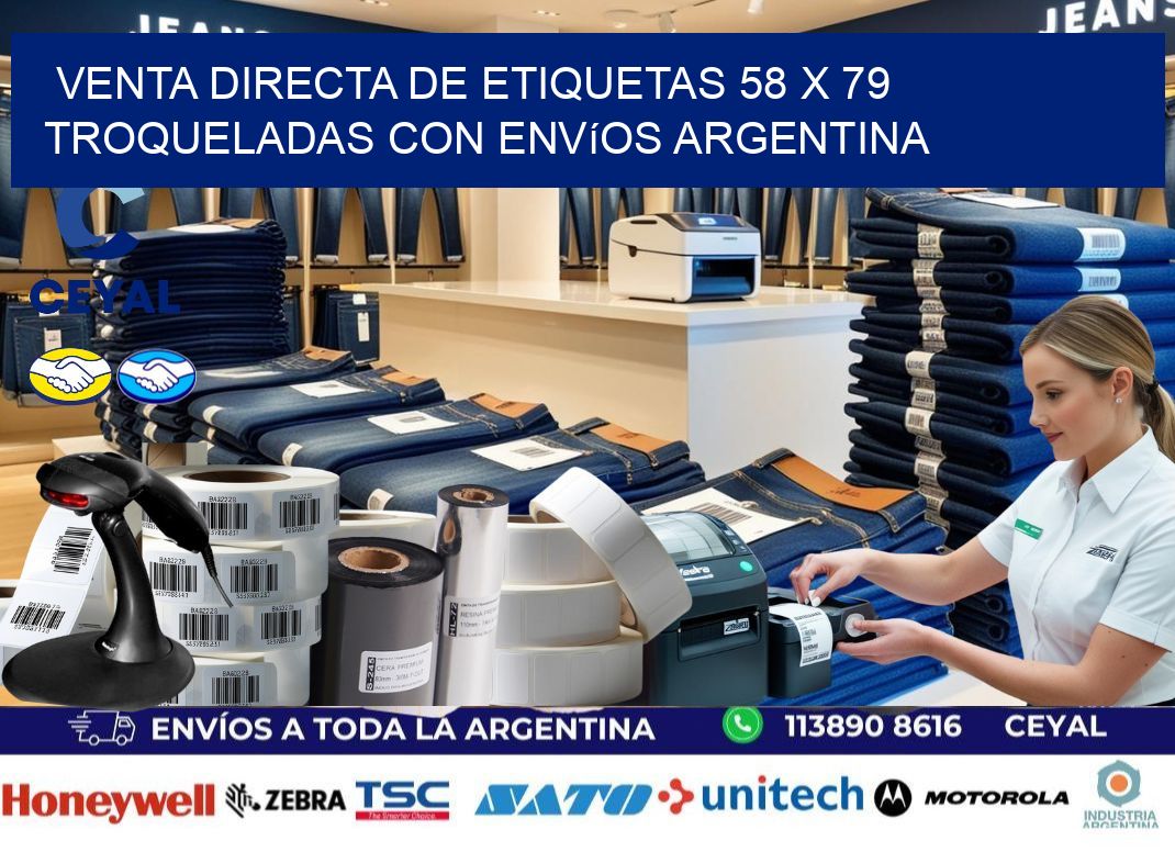 Venta directa de etiquetas 58 x 79 troqueladas con envíos Argentina