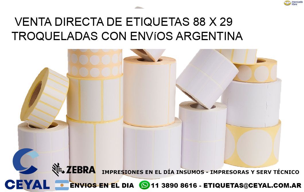 Venta directa de etiquetas 88 x 29 troqueladas con envíos Argentina