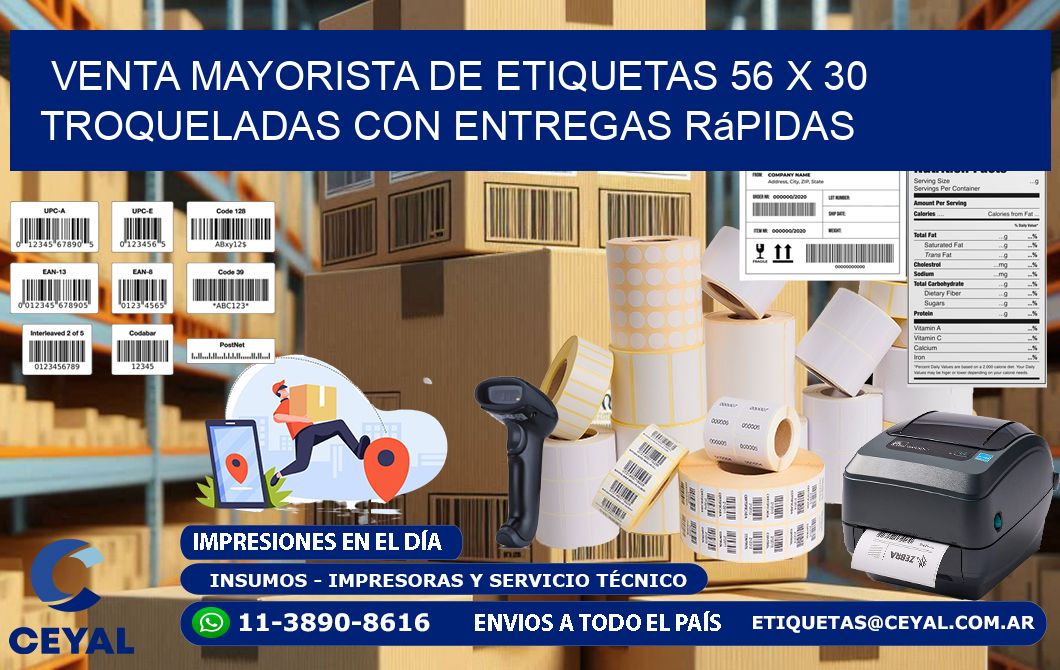 Venta mayorista de etiquetas 56 x 30 troqueladas con entregas rápidas