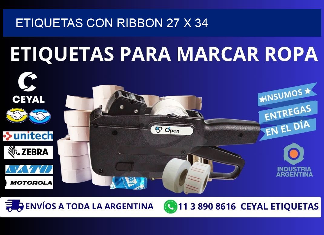 etiquetas con ribbon 27 x 34