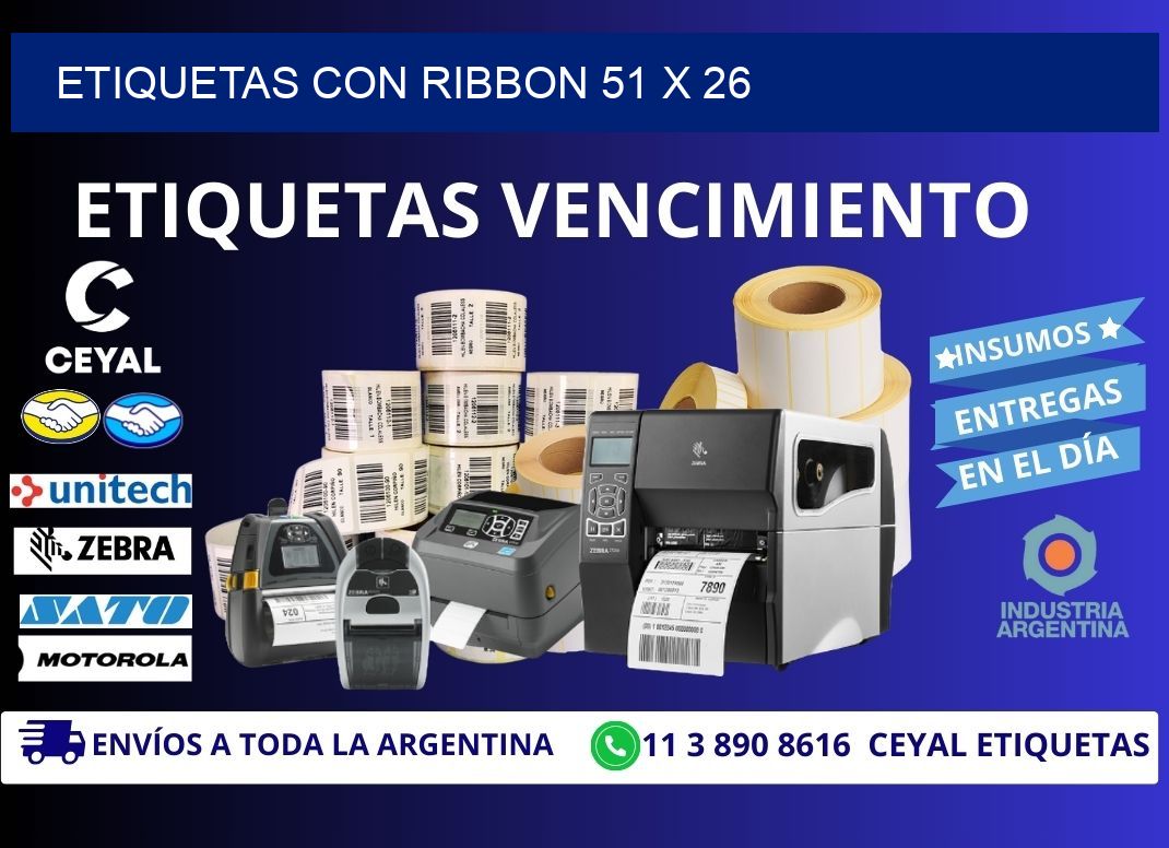 etiquetas con ribbon 51 x 26