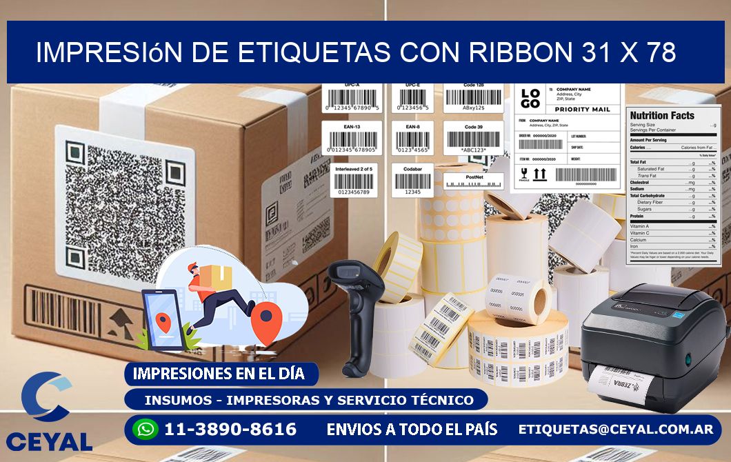 impresión de etiquetas con ribbon 31 x 78