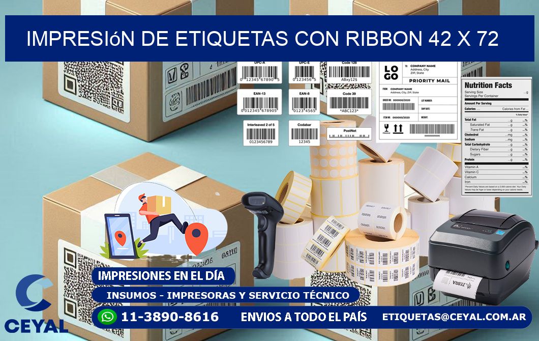 impresión de etiquetas con ribbon 42 x 72
