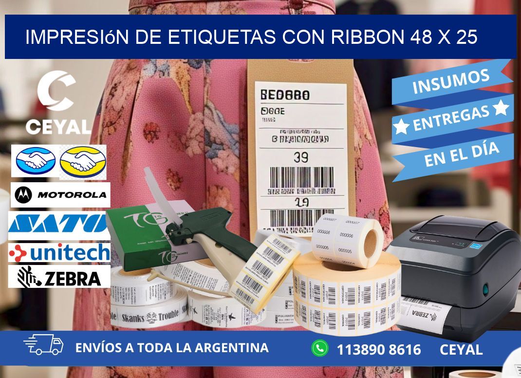 impresión de etiquetas con ribbon 48 x 25
