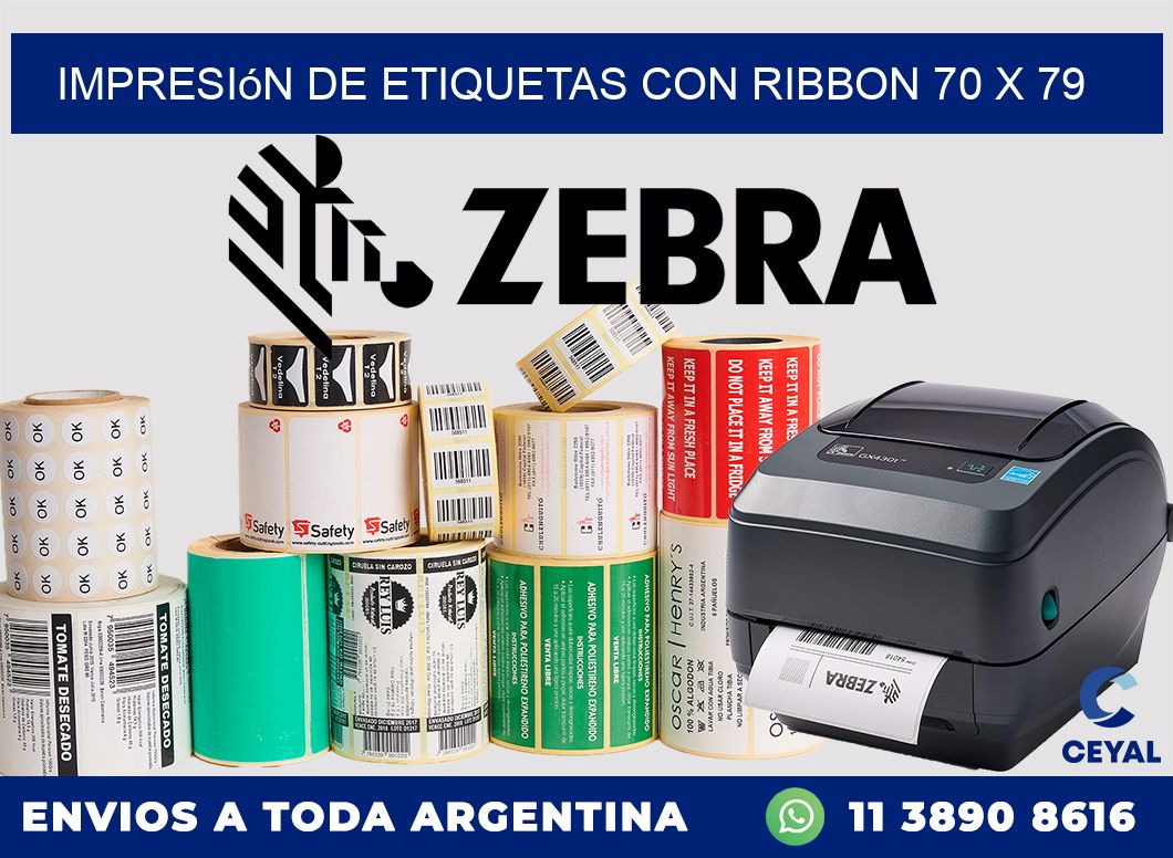 impresión de etiquetas con ribbon 70 x 79