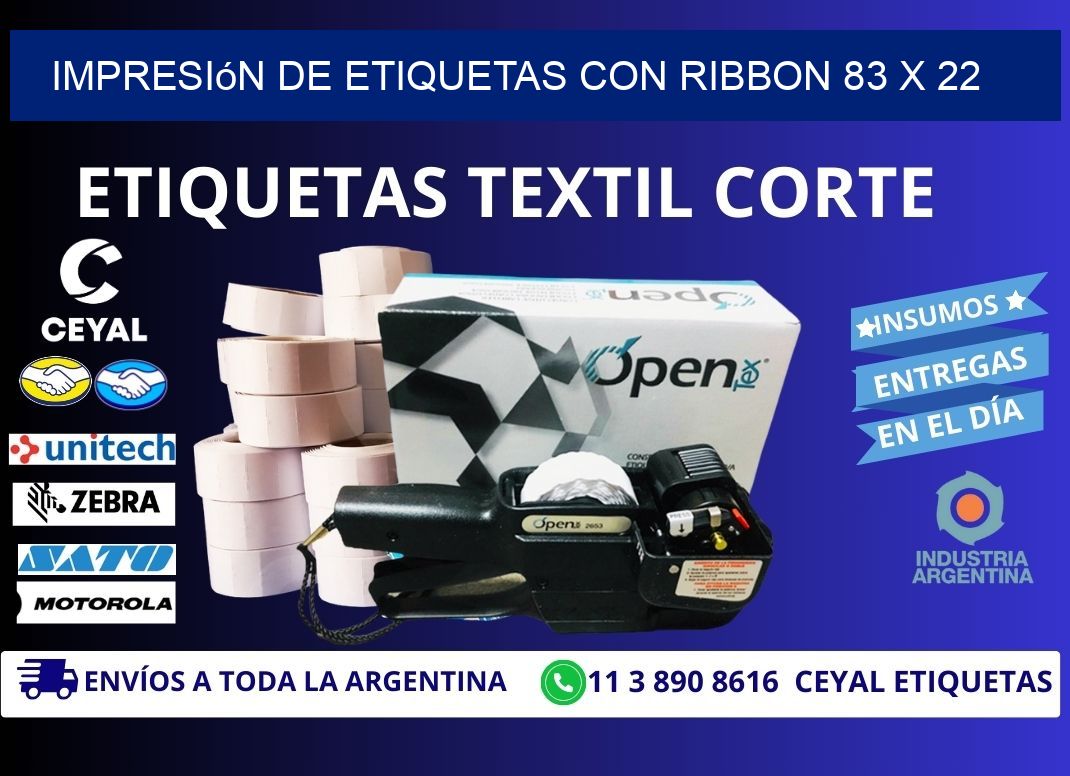 impresión de etiquetas con ribbon 83 x 22