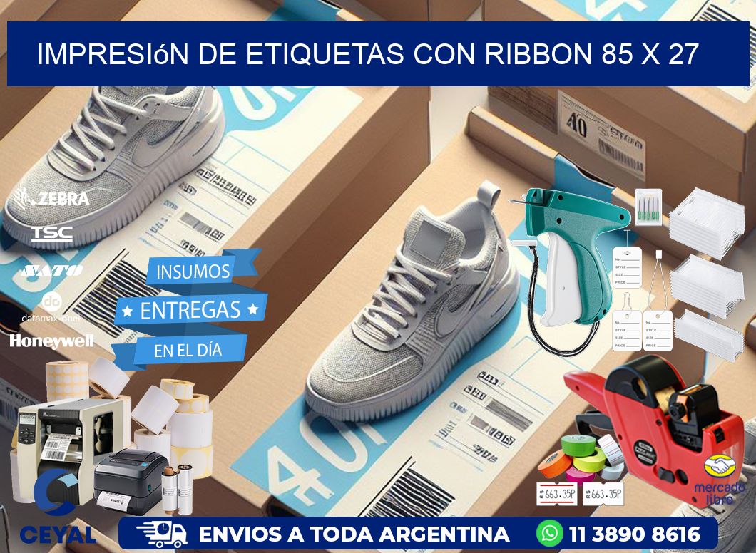 impresión de etiquetas con ribbon 85 x 27