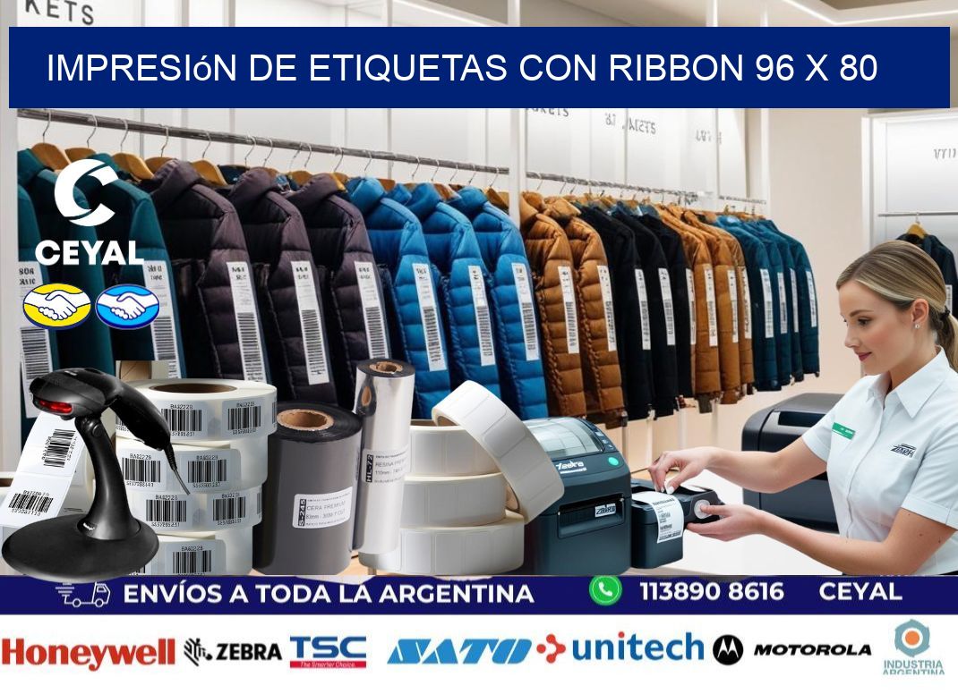 impresión de etiquetas con ribbon 96 x 80