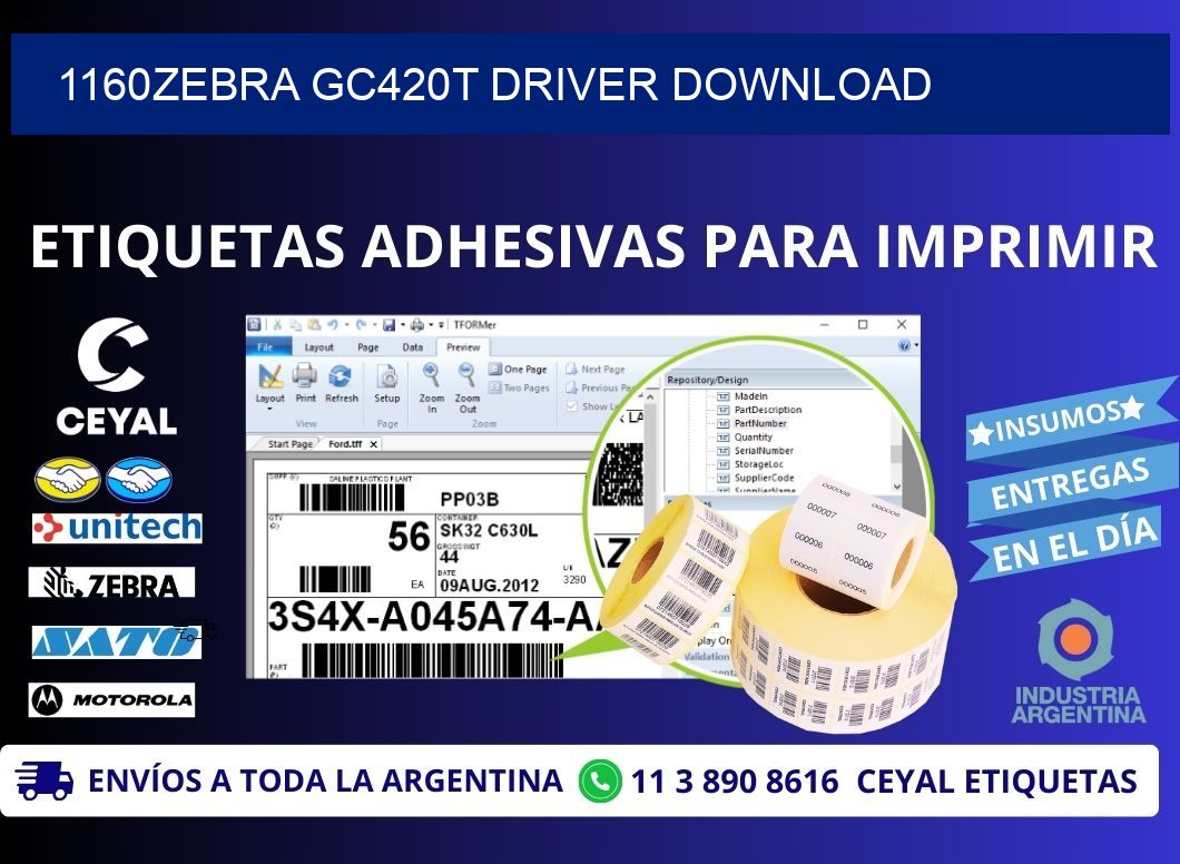 1160Zebra GC420t driver download