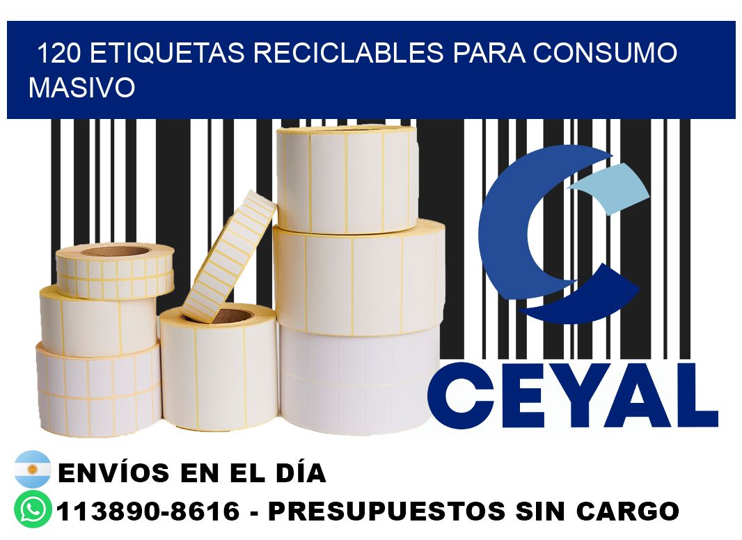 120 Etiquetas reciclables para consumo masivo