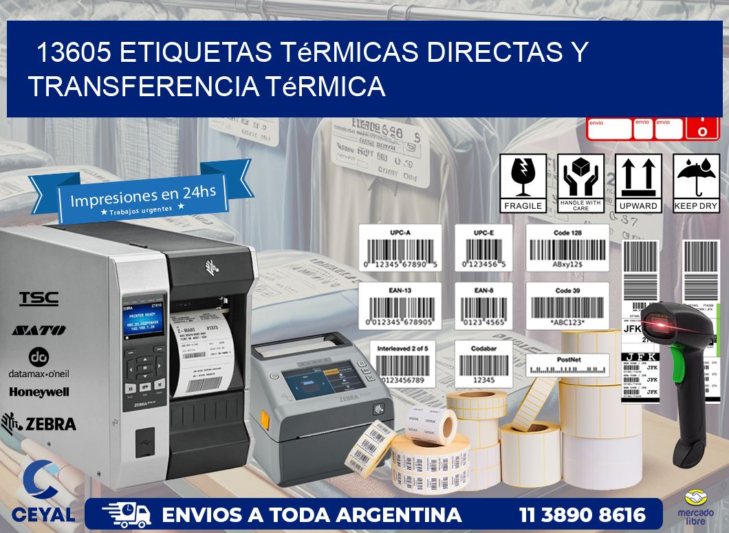 13605 etiquetas térmicas directas y transferencia térmica