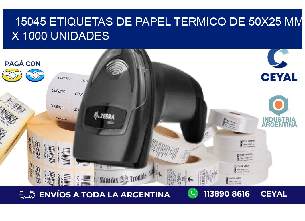 15045 Etiquetas De Papel Termico De 50x25 Mm X 1000 Unidades