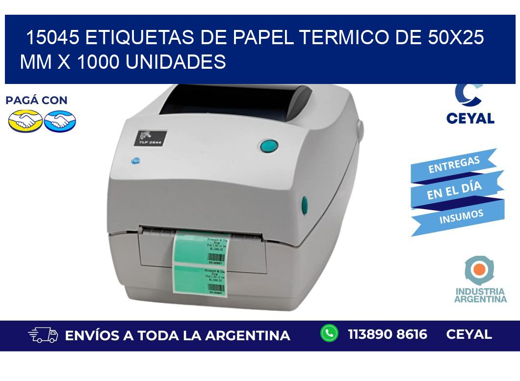 15045 Etiquetas De Papel Termico De 50x25 Mm X 1000 Unidades