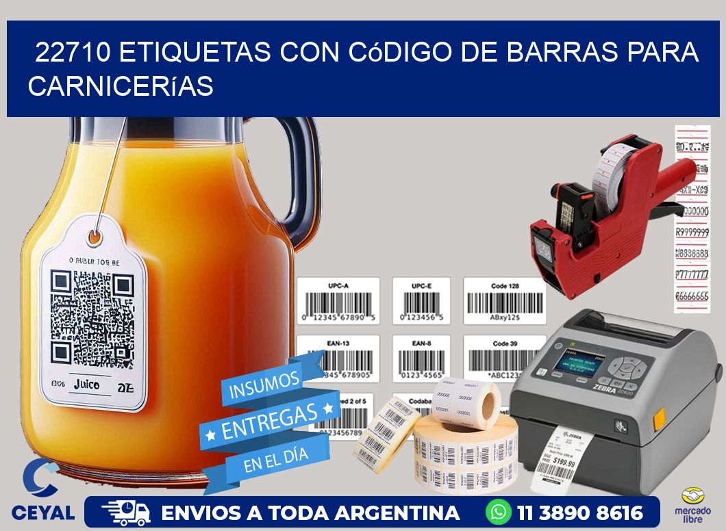 22710 etiquetas con código de barras para carnicerías